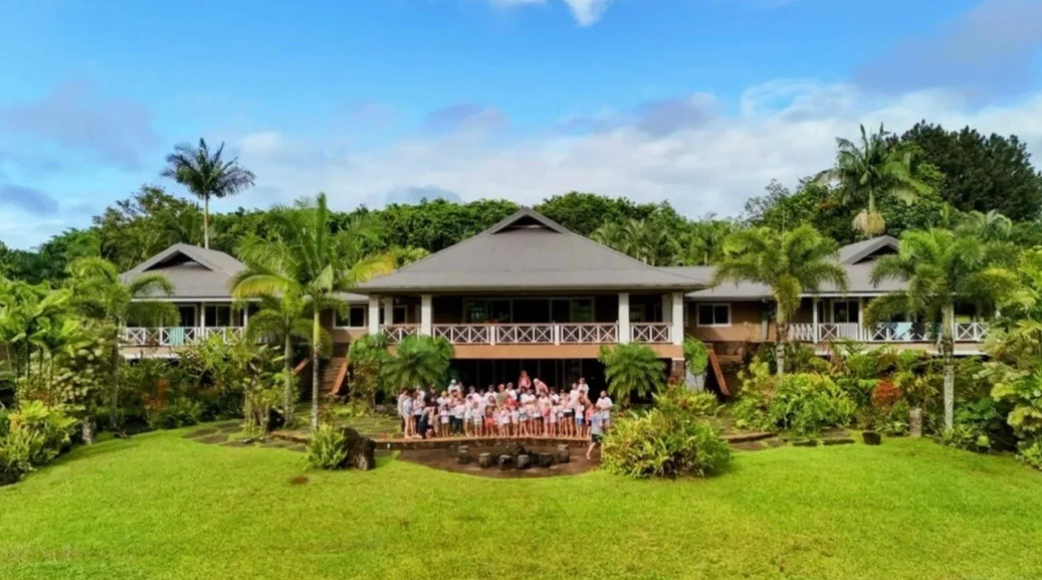 Overcome campers gathered at Camp Makanalani in Kauai